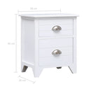 Nightstand White 38x28x45 cm Paulownia Wood