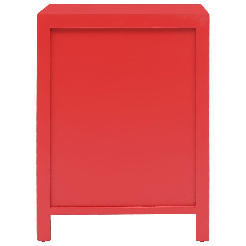 Bedside Cabinet Red 38x28x52 cm Paulownia Wood