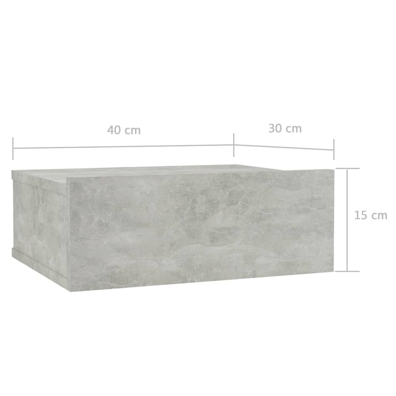 Floating Nightstands 2 pcs Concrete Grey 40x30x15 cm