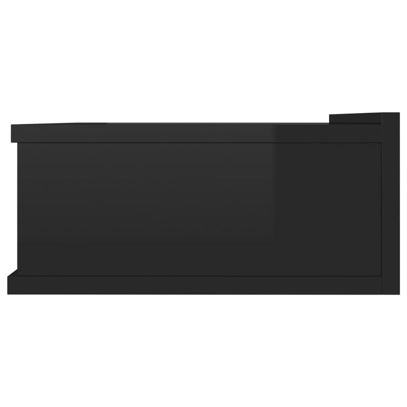 Floating Nightstand High Gloss Black 40x30x15 cm