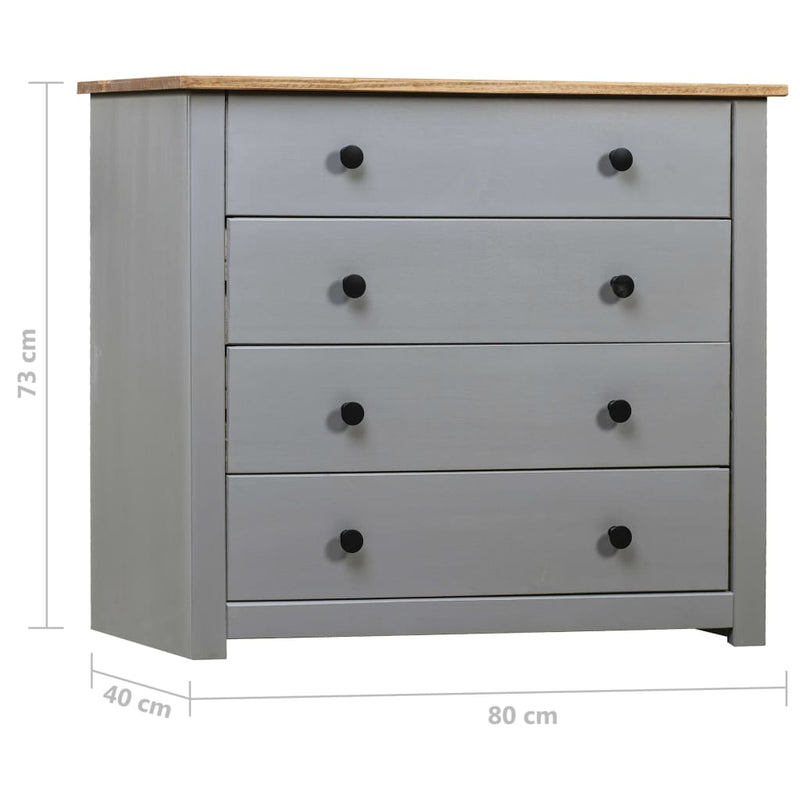 Side Cabinet Grey 80x40x73 cm Pine Panama Range