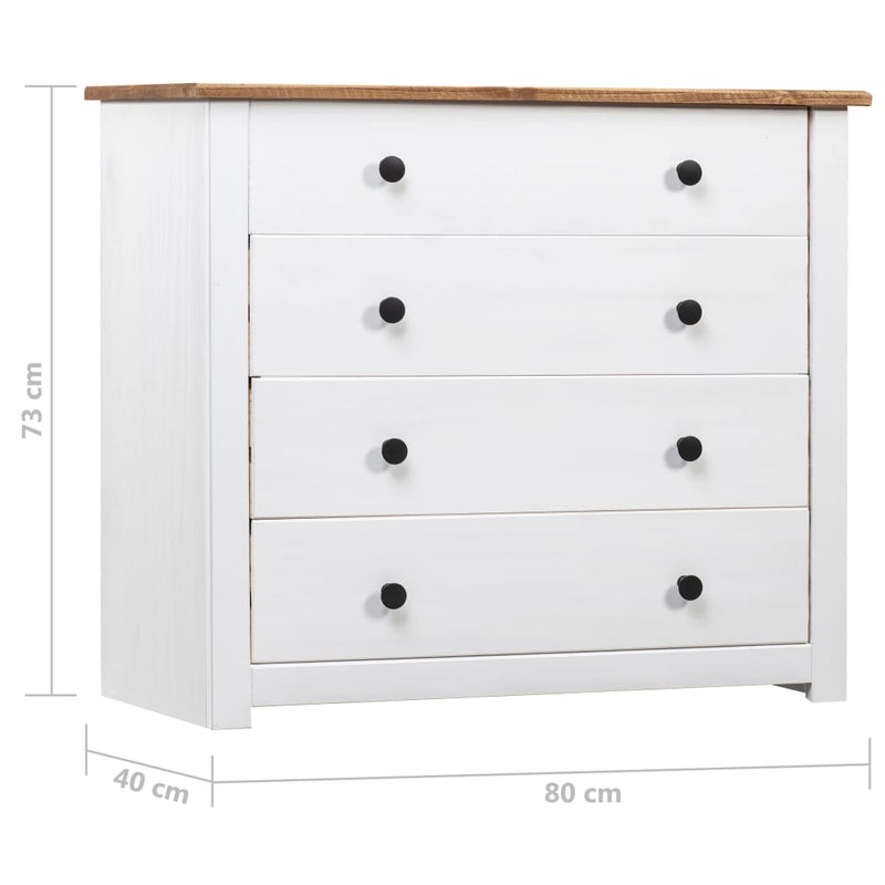 Side Cabinet White 80x40x73 cm Pine Panama Range