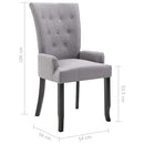 Dining Chairs with Armrests 2 pcs Light Grey Fabric
