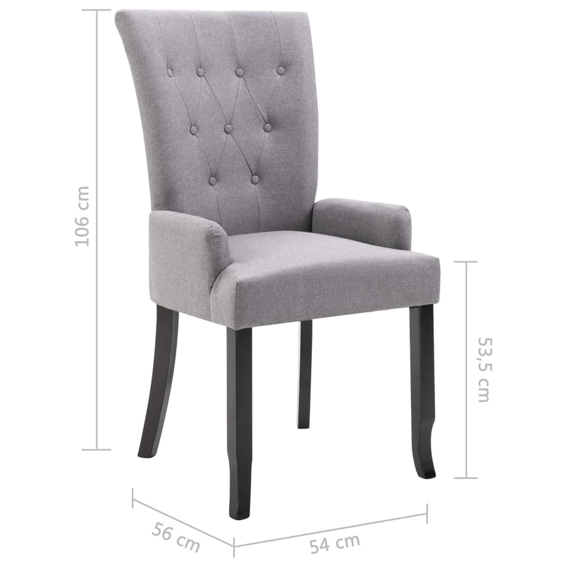 Dining Chairs with Armrests 4 pcs Light Grey Fabric