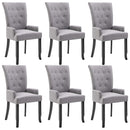 Dining Chairs with Armrests 6 pcs Light Grey Fabric