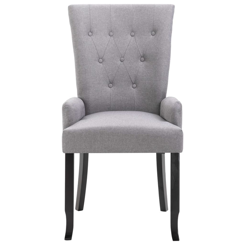 Dining Chairs with Armrests 6 pcs Light Grey Fabric