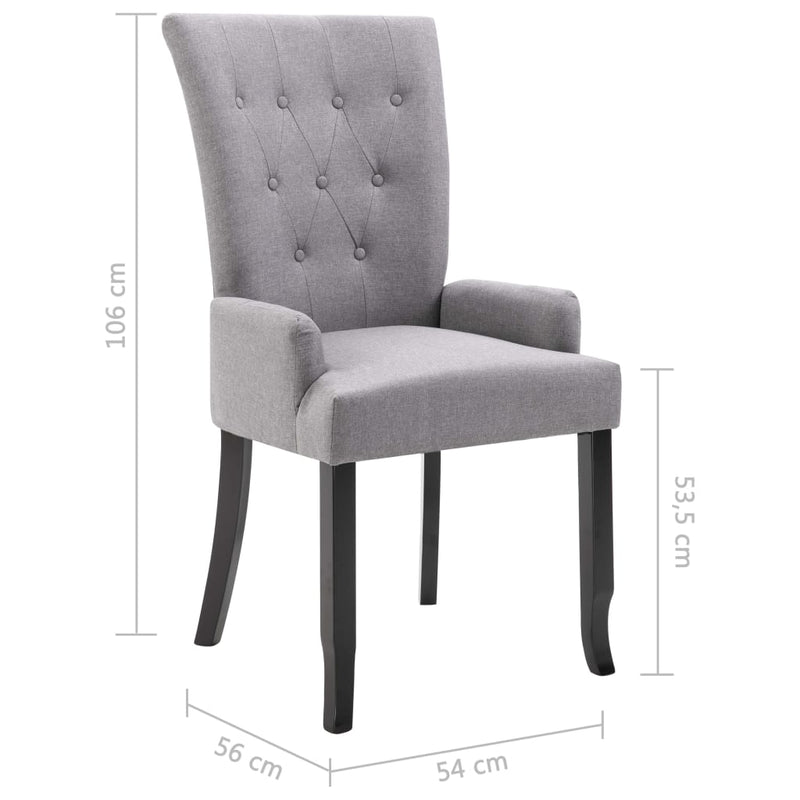 Dining Chairs with Armrests 6 pcs Light Grey Fabric