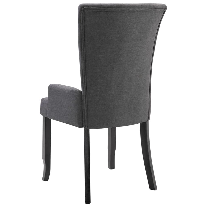 Dining Chairs with Armrests 2 pcs Dark Grey Fabric