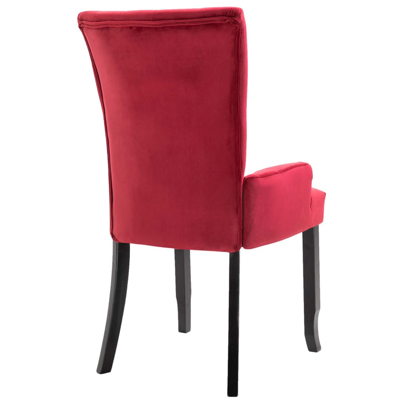 Dining Chair with Armrests 2 pcs Red Velvet