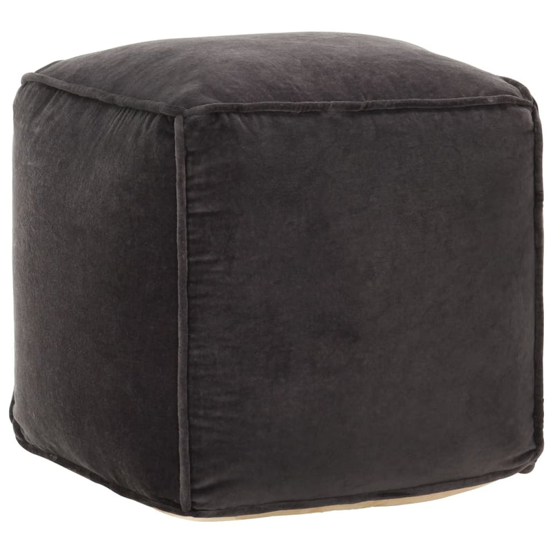 Pouffe Cotton Velvet 40x40x40 cm Anthracite