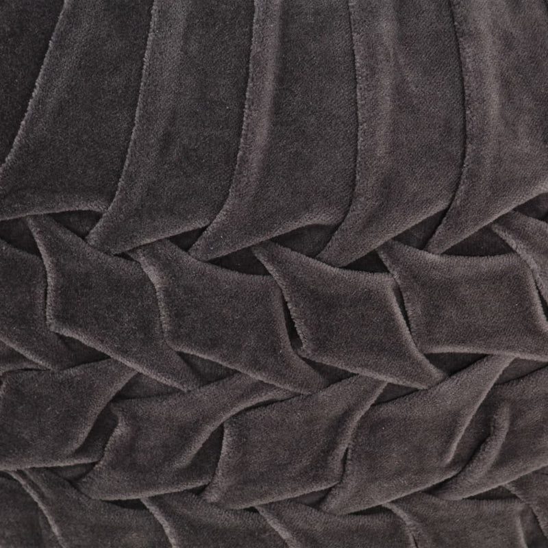 Pouffe Cotton Velvet Smock Design 40x30 cm Anthracite