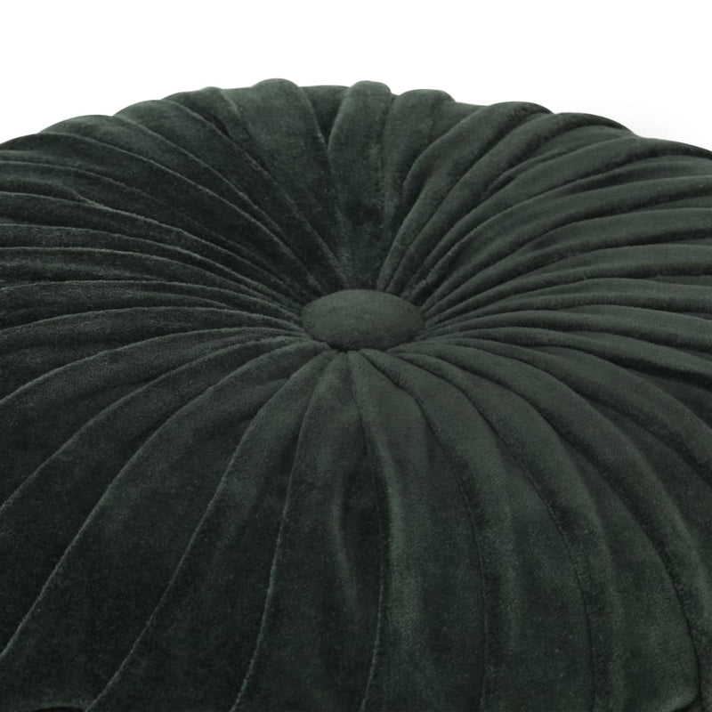Pouffe Cotton Velvet Smock Design 40x30 cm Green
