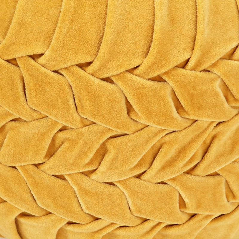 Pouffe Cotton Velvet Smock Design 40x30 cm Yellow