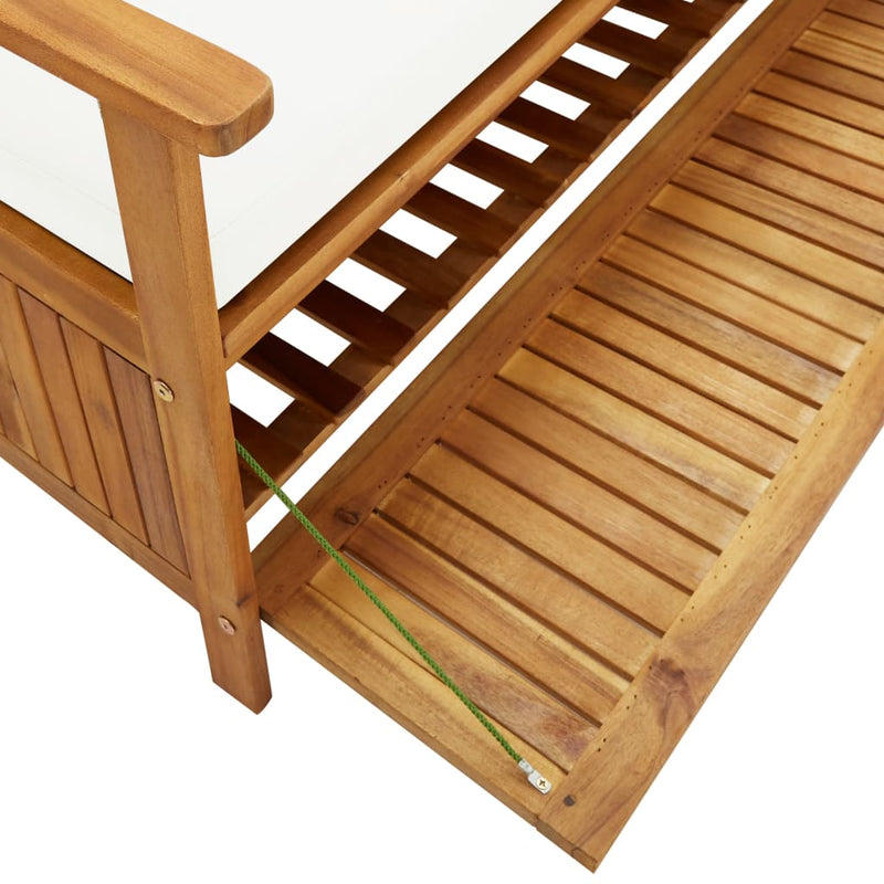 Storage Bench with Cushion 148 cm Solid Acacia Wood