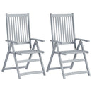 Garden Reclining Chairs 2 pcs Grey Solid Acacia Wood
