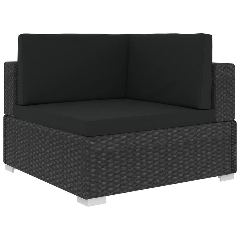 8 Piece Garden Lounge Set with Cushions Poly Rattan Black