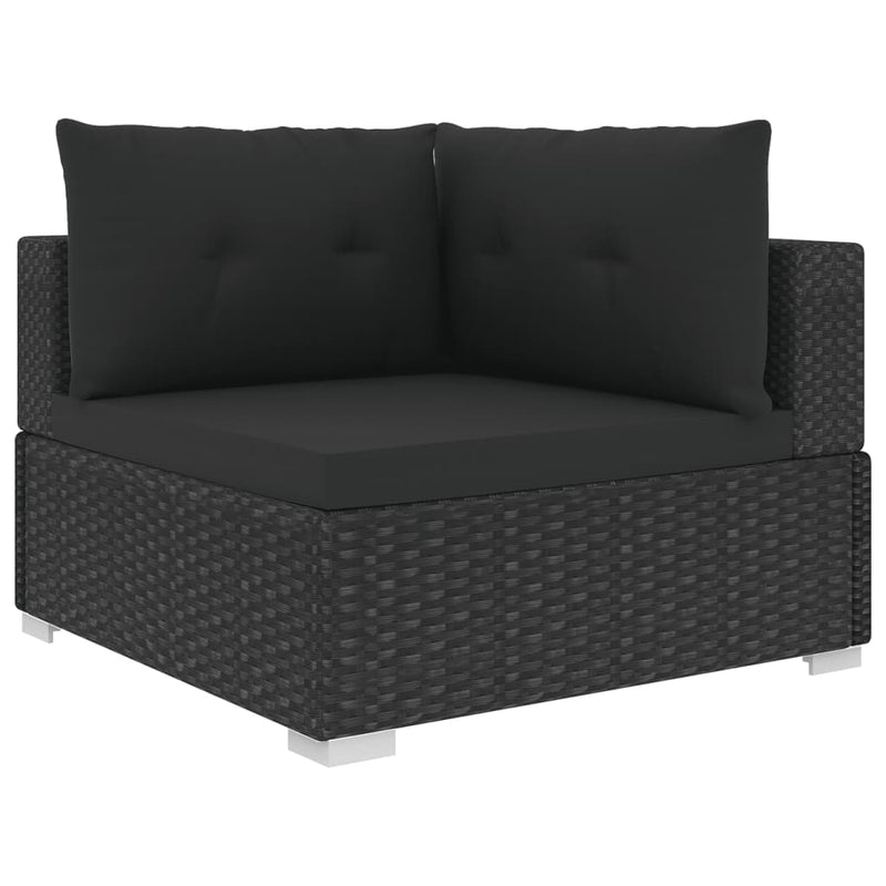 5 Piece Garden Lounge Set with Cushions Poly Rattan Black