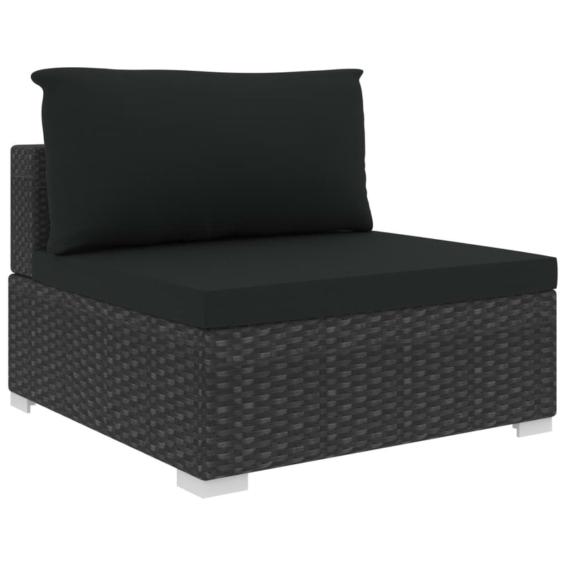 13 Piece Garden Lounge Set with Cushions Poly Rattan Black