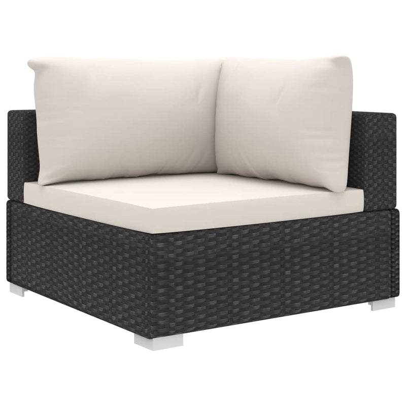 6 Piece Garden Lounge Set with Cushions Poly Rattan Black