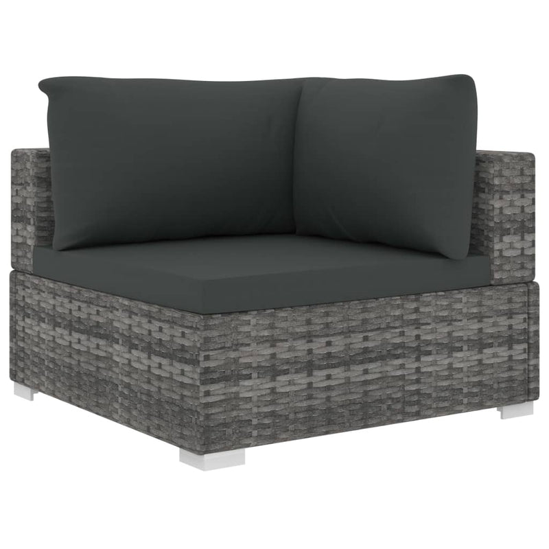 5 Piece Garden Lounge Set with Cushions Poly Rattan Grey