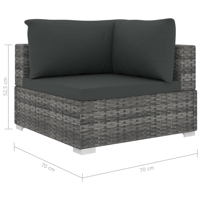 5 Piece Garden Lounge Set with Cushions Poly Rattan Grey