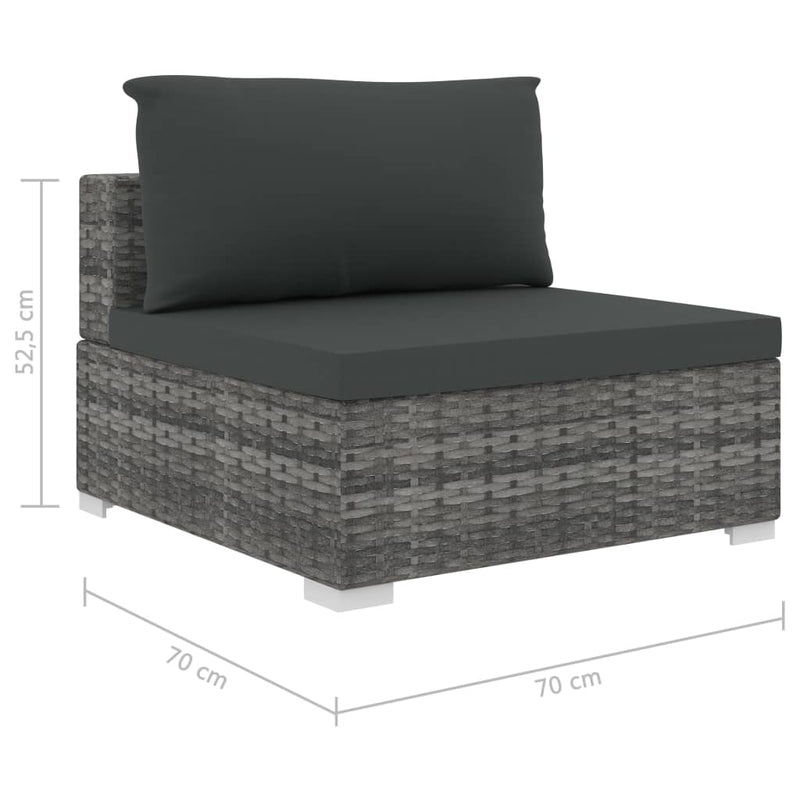 5 Piece Garden Lounge Set with Cushions Poly Rattan Grey