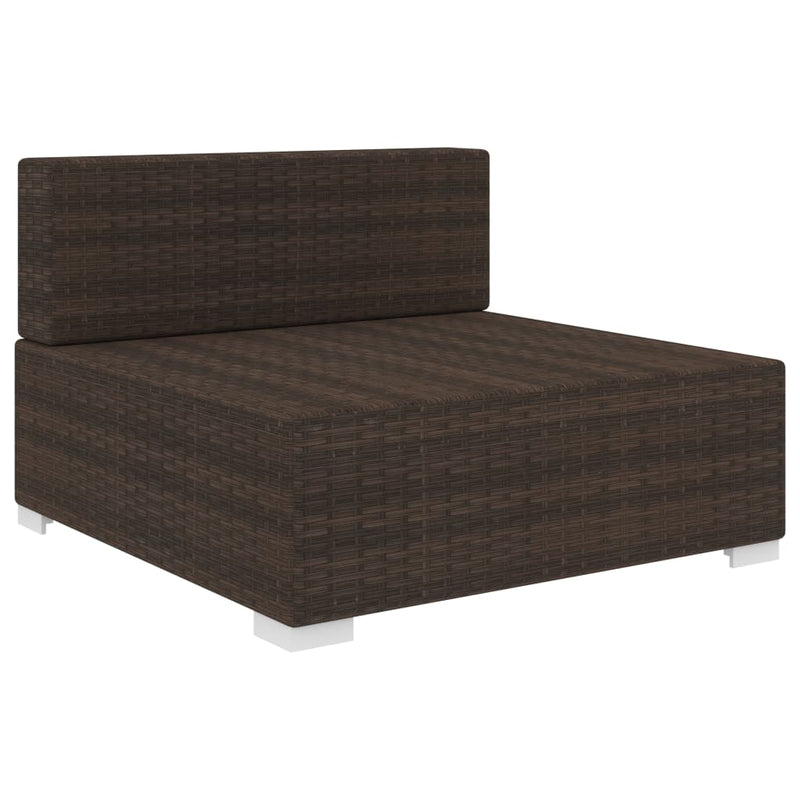 Sectional Middle Seat 1 pc with Cushions Poly Rattan Brown