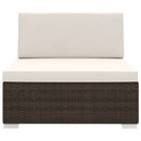 Sectional Middle Seat 1 pc with Cushions Poly Rattan Brown