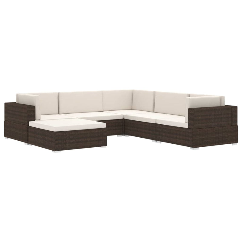 Sectional Middle Seat 1 pc with Cushions Poly Rattan Brown