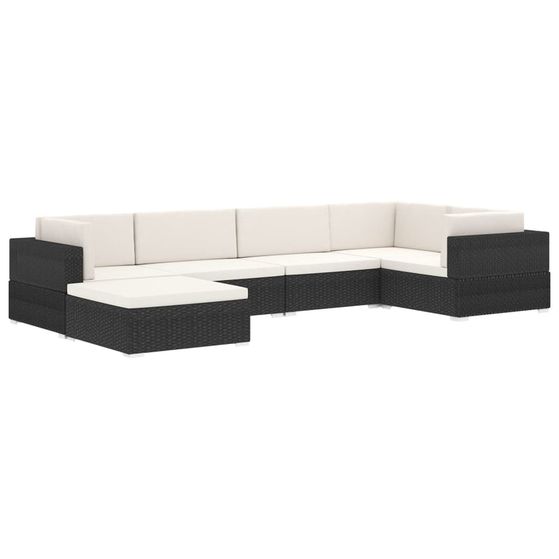 Sectional Corner Chair 1 pc with Cushions Poly Rattan Black