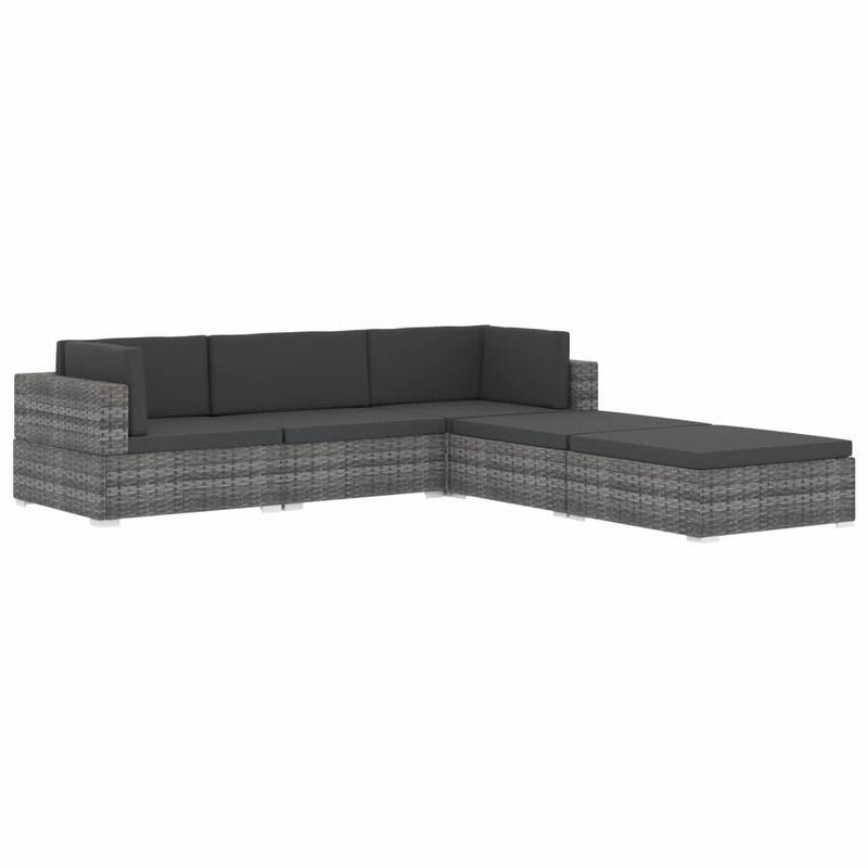 Sectional Footrest 1 pc with Cushion Poly Rattan Black
