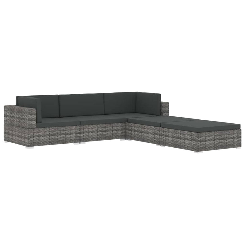 Sectional Footrest 1 pc with Cushion Poly Rattan Black
