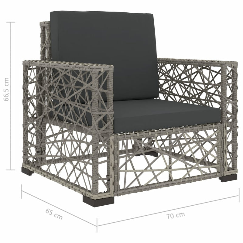 6 Piece Garden Lounge Set with Cushions Poly Rattan Grey
