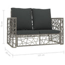 2 Piece Garden Lounge Set with Cushions Poly Rattan Grey