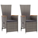 Reclining Garden Chairs 2 pcs with Cushions Poly Rattan Grey