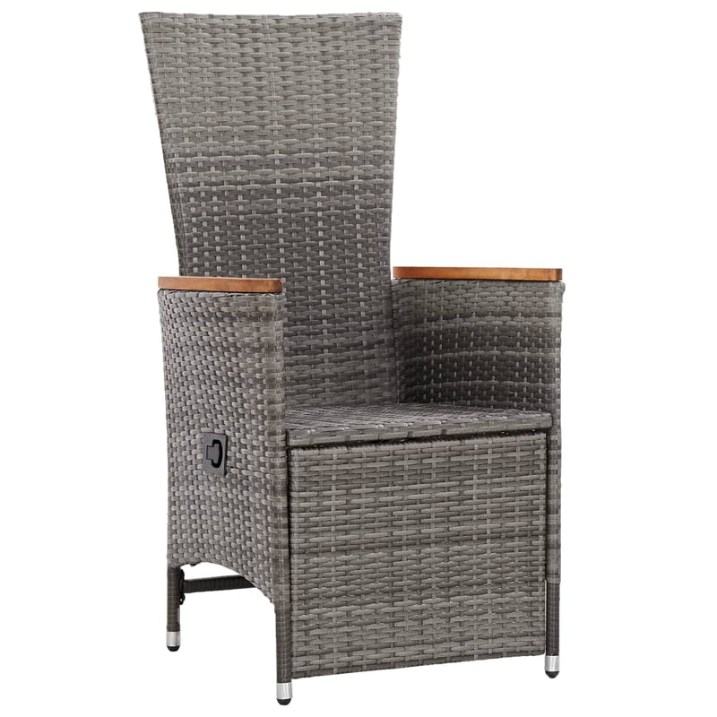 Reclining Garden Chairs 2 pcs with Cushions Poly Rattan Grey