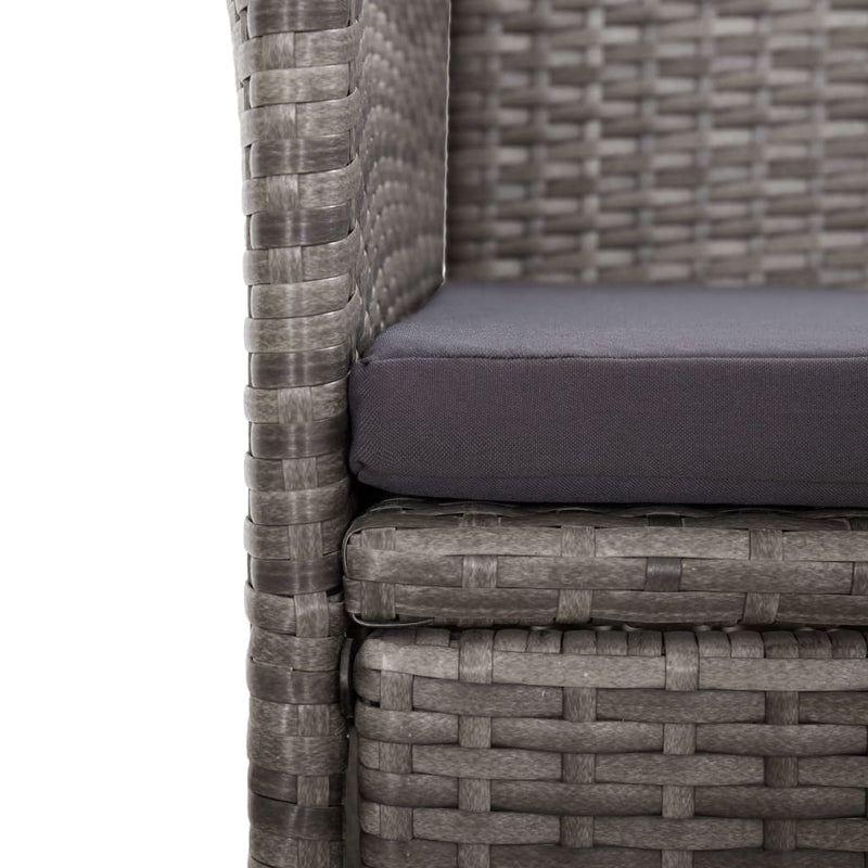 Reclining Garden Chairs 2 pcs with Cushions Poly Rattan Grey