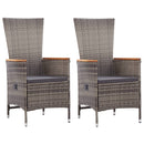 Outdoor Chairs 2 pcs with Cushions Poly Rattan Grey