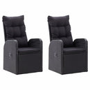 Reclining Garden Chairs 2 pcs with Cushions Poly Rattan Black