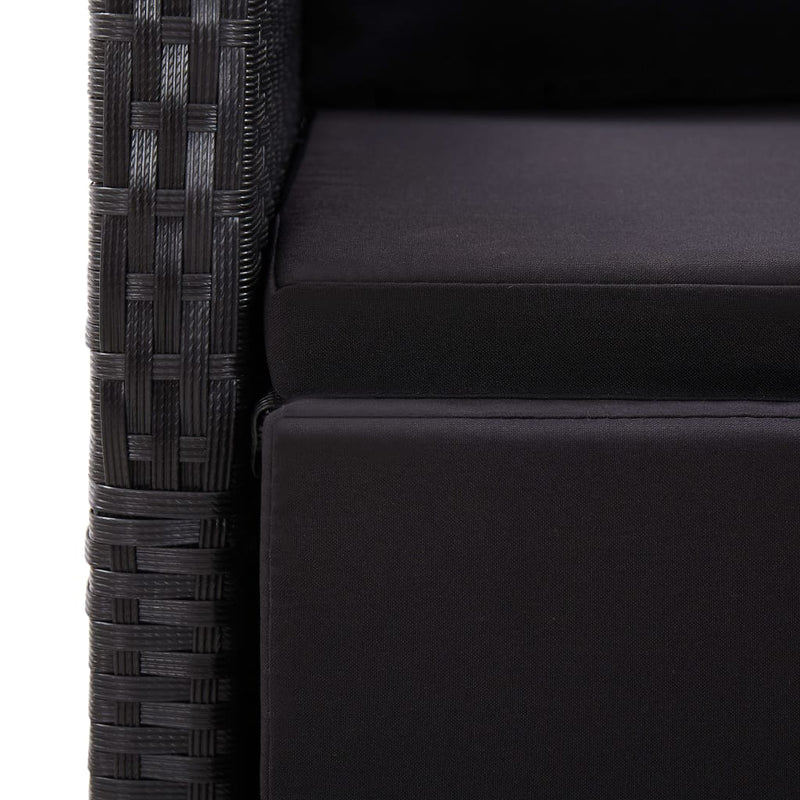 Reclining Garden Chairs 2 pcs with Cushions Poly Rattan Black