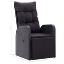 Reclining Garden Chair with Cushion Poly Rattan Black