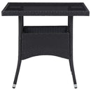 Outdoor Dining Table Black Poly Rattan and Glass