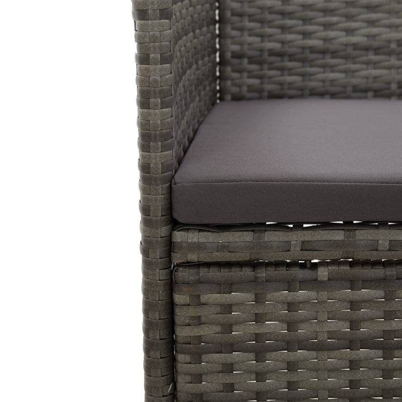 idaXL Garden Dining Chairs 2 pcs Poly Rattan Grey