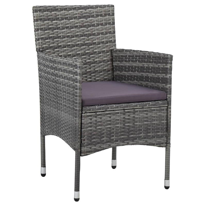 idaXL Garden Dining Chairs 2 pcs Poly Rattan Grey