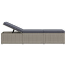 Sun Lounger with Cushion Poly Rattan Grey