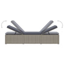 Sun Lounger with Cushion Poly Rattan Grey