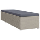 Sun Lounger with Cushion and Tea Table Poly Rattan Grey