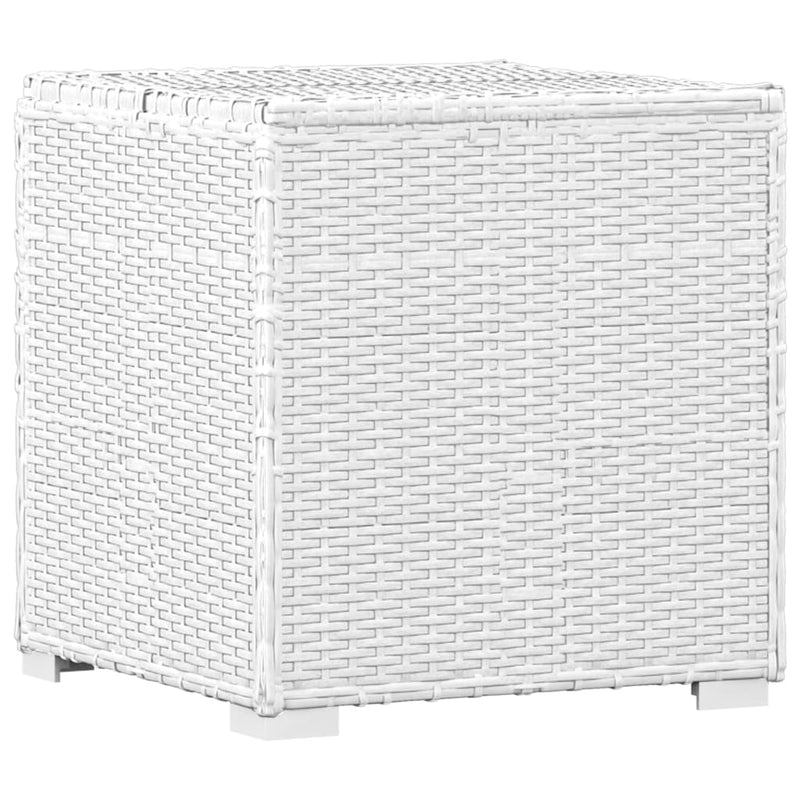 Sun Lounger with Cushion and Tea Table Poly Rattan White
