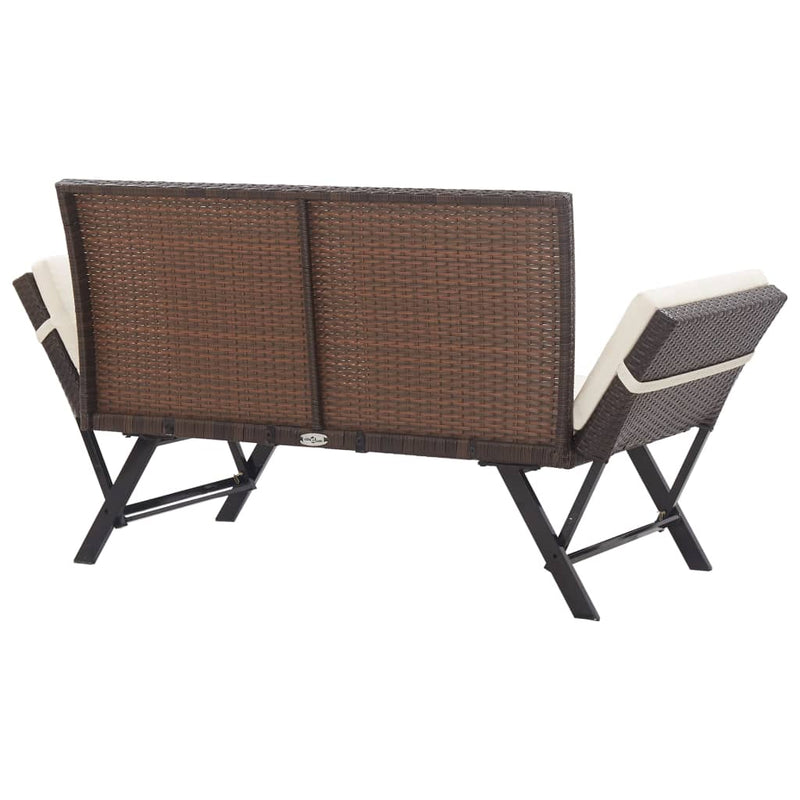 Garden Bench with Cushions 176 cm Brown Poly Rattan