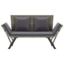 Garden Bench with Cushions 176 cm Grey Poly Rattan